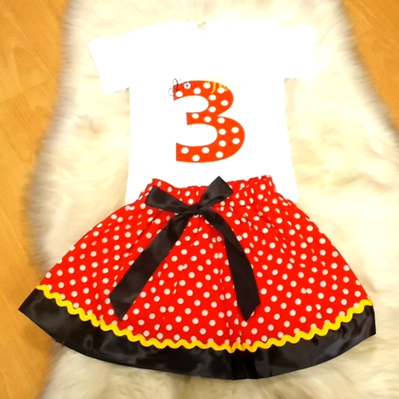 I'm 3.. Two Piece Polka Dot Birthday Photo Shoot Outfit. - Picture 9 of 9